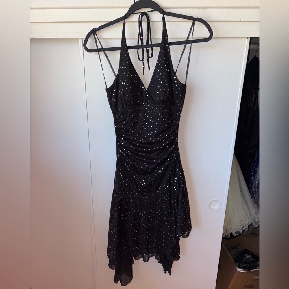 City Triangles Black Asymmetrical Sparkly Dress